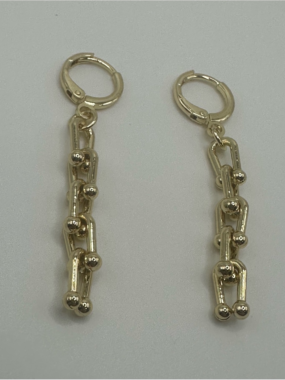 Gold Filled Horseshoe Link Drop Huggie Earrings